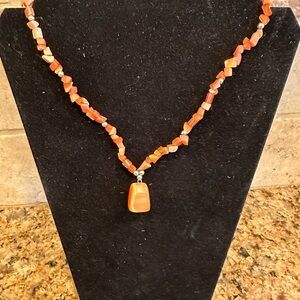 Vintage Mid‑Century Carnelian Chip Necklace (1960s–1970s)